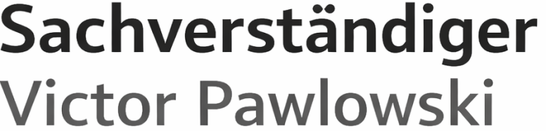 Logo Sachverständiger Victor Pawlowski schwarz grau auf weißem Hintergrund Logo Sachverständiger Victor Pawlowski